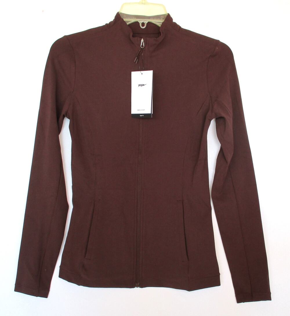 New NIKE Women's Yoga Dri-FIT Luxe Fitted Sports Jacket Size S Brown